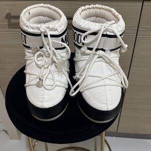 Moon Boot Classic White and Black Snow Boots